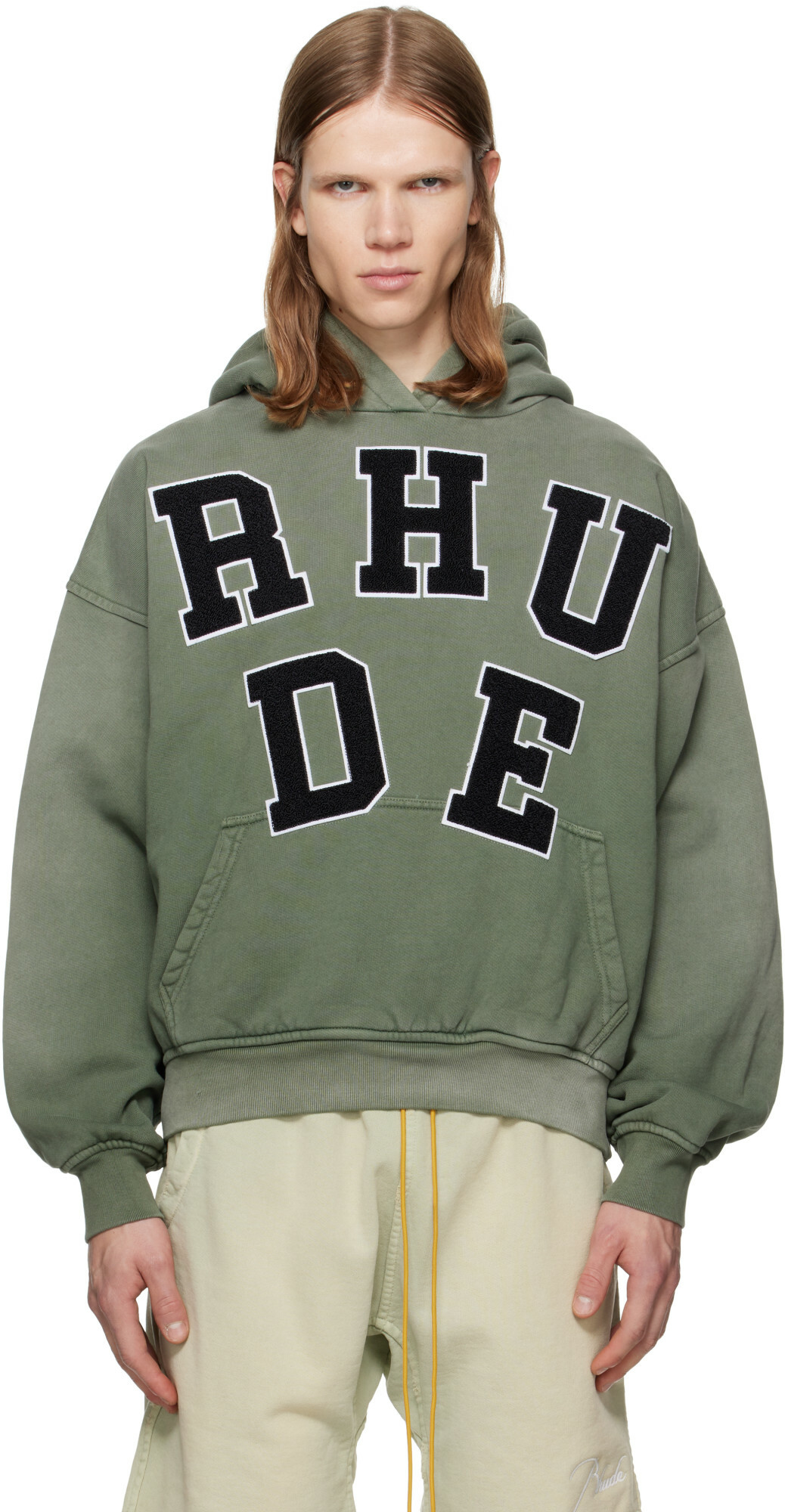 Rhude Green 'Rhude' Chenille Patch Logo Hoodie