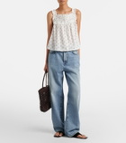 Dôen Fidella floral lace-trimmed cotton top
