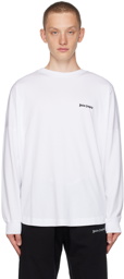 Palm Angels White Embroidered Long Sleeve T-Shirt