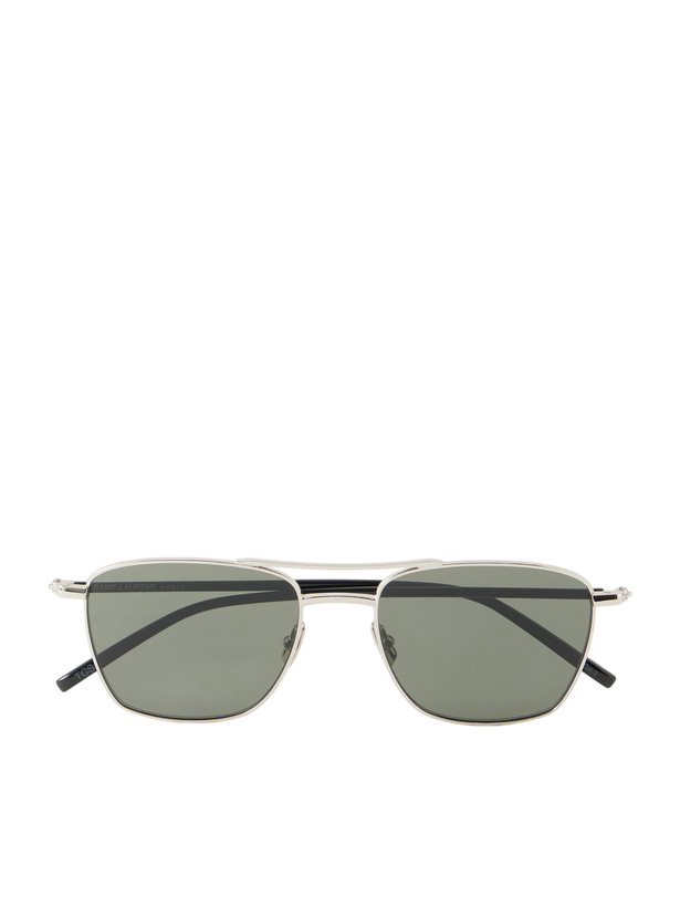 Photo: SAINT LAURENT - Squared-Frame Metal Sunglasses