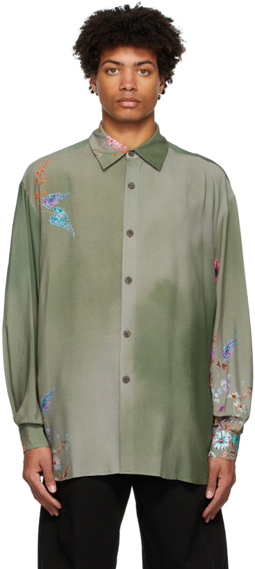 Photo: King & Tuckfield Green Pleated Floral Shirt