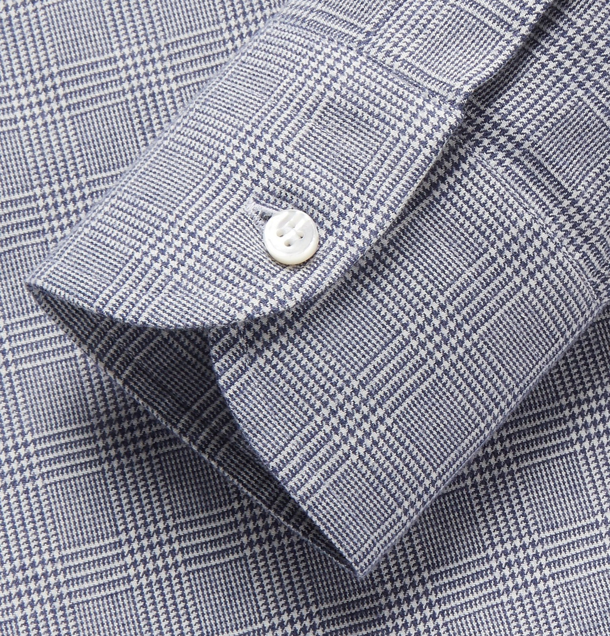 Loro Piana - Slim-Fit Prince Of Wales Checked Brushed-Cotton Shirt - Blue