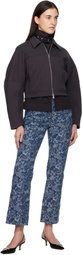 GANNI Black Heavy Terry Jersey Bomber Jacket