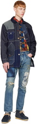 FDMTL Blue Patchwork Denim Jacket