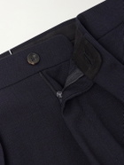 Drake's - Straight-Leg Pleated Virgin Wool Suit Trousers - Blue