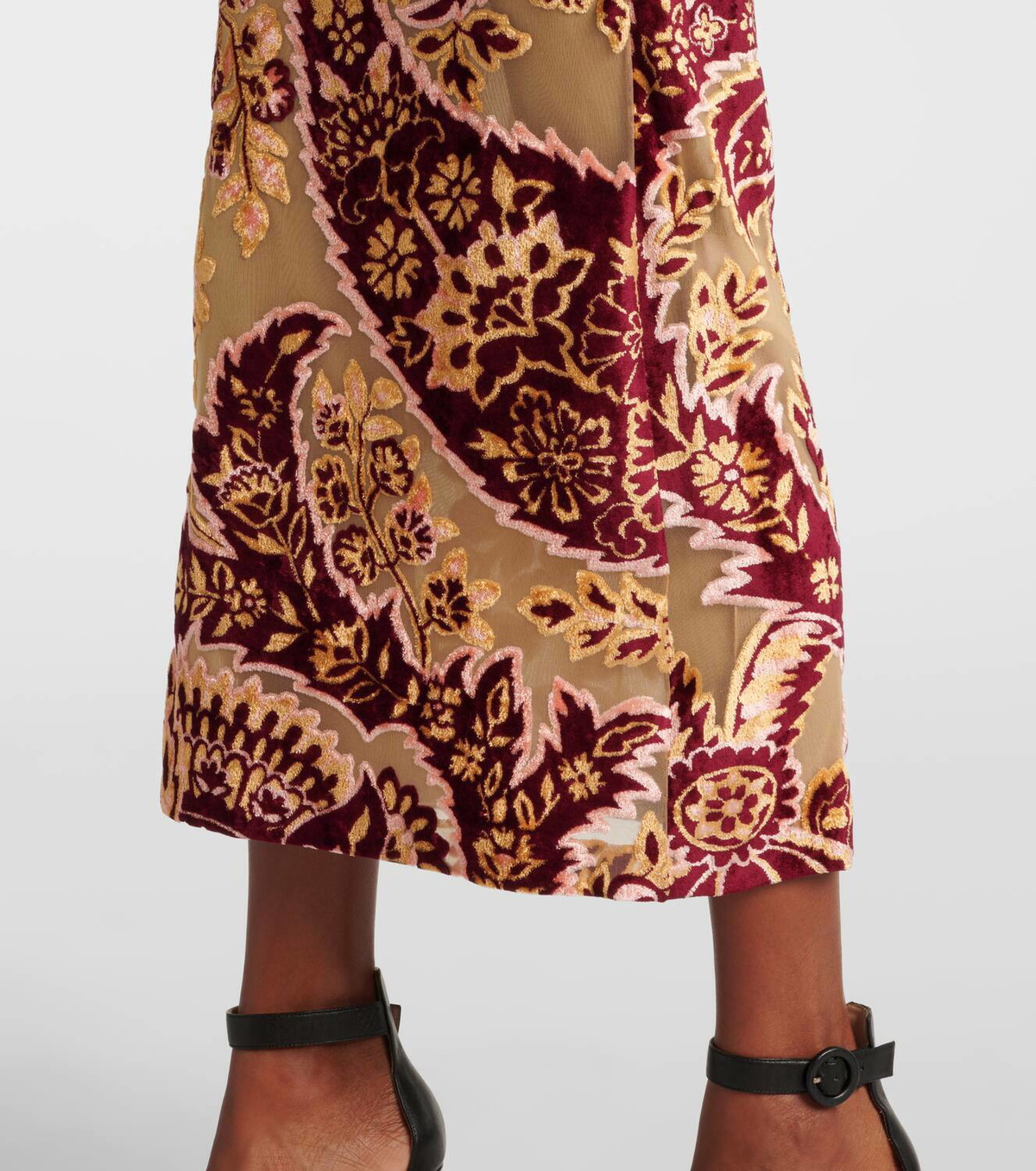 Etro Paisley velvet and tulle jacquard midi dress Etro