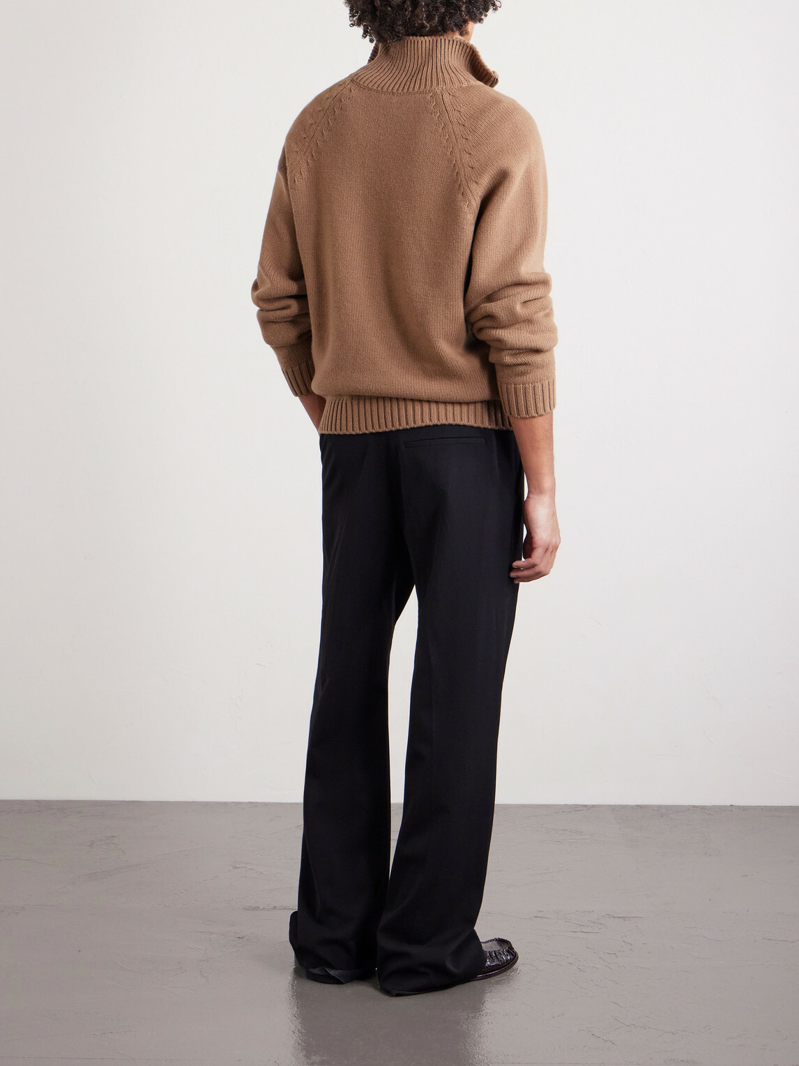 TOM FORD - Wool and Cashmere-Blend Half-Zip Sweater - Brown