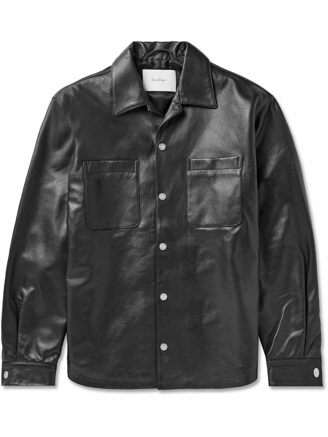 SECOND / LAYER - Rico Leather Overshirt - Black Second/Layer