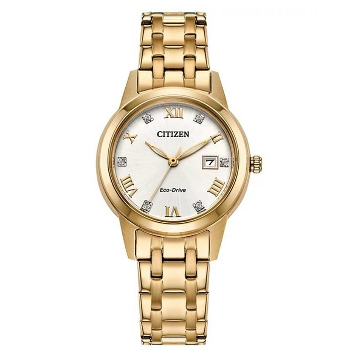 Photo: Citizen Eco-Drive Crystal Silver Dial Ladies Watch FE1243-59A