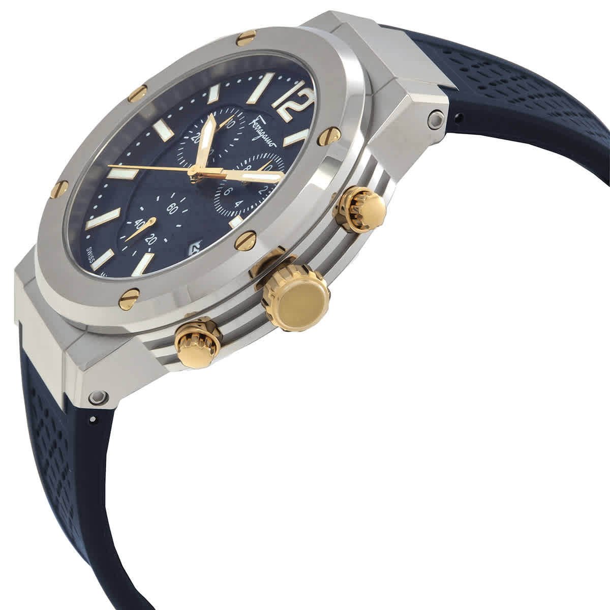 NWT Ferragamo F-80 Chronograph Quartz Blue Dial Men\'s Watch FERRAGAMO F-80 Translucent Chronograph Recycled Polyurthane  main image 4