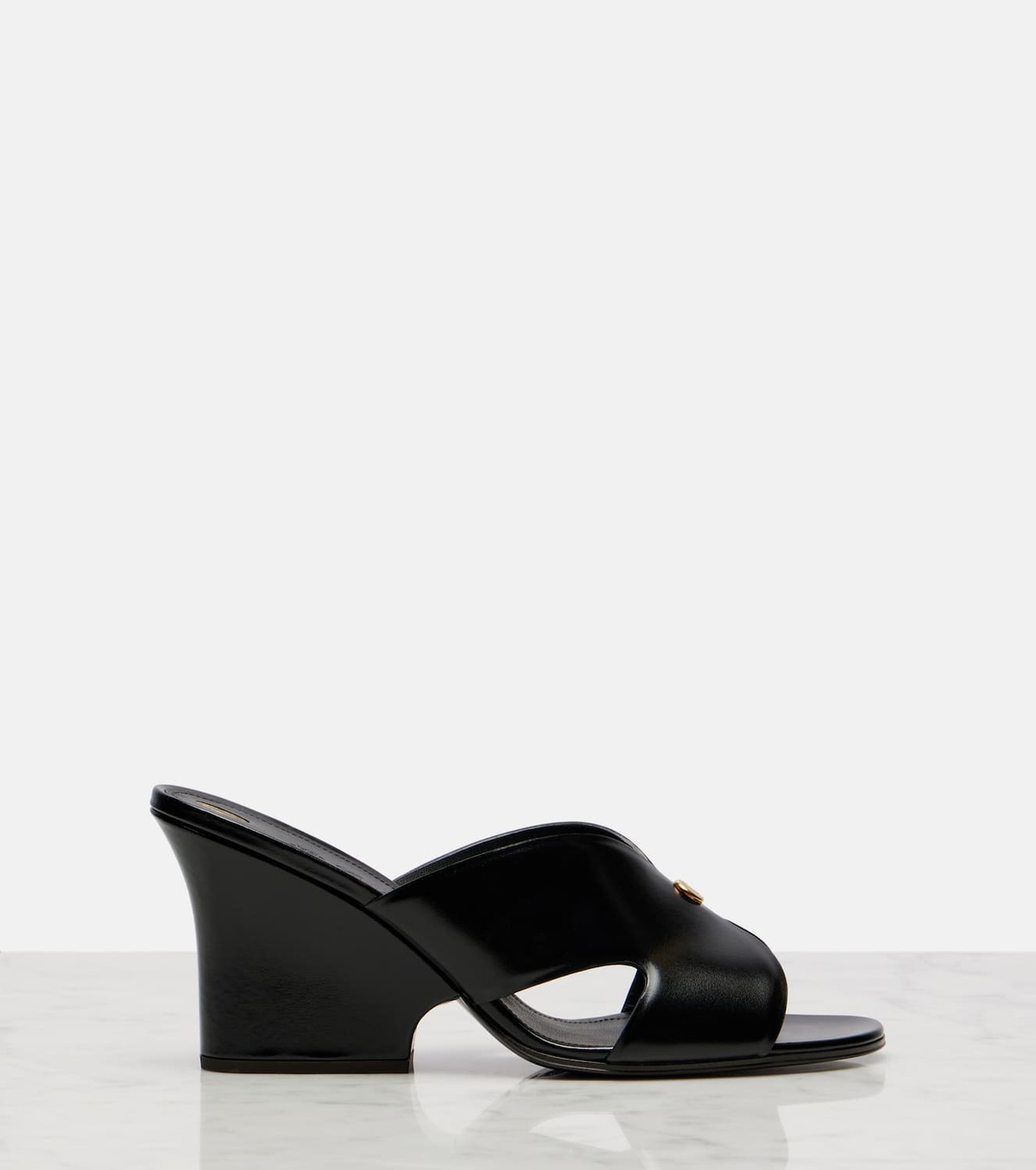 Loro Piana Vera 80 leather wedge mules