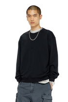 Diesel Cotton sweatshirt with micro logo embroidery - Sweaters Mens in Black