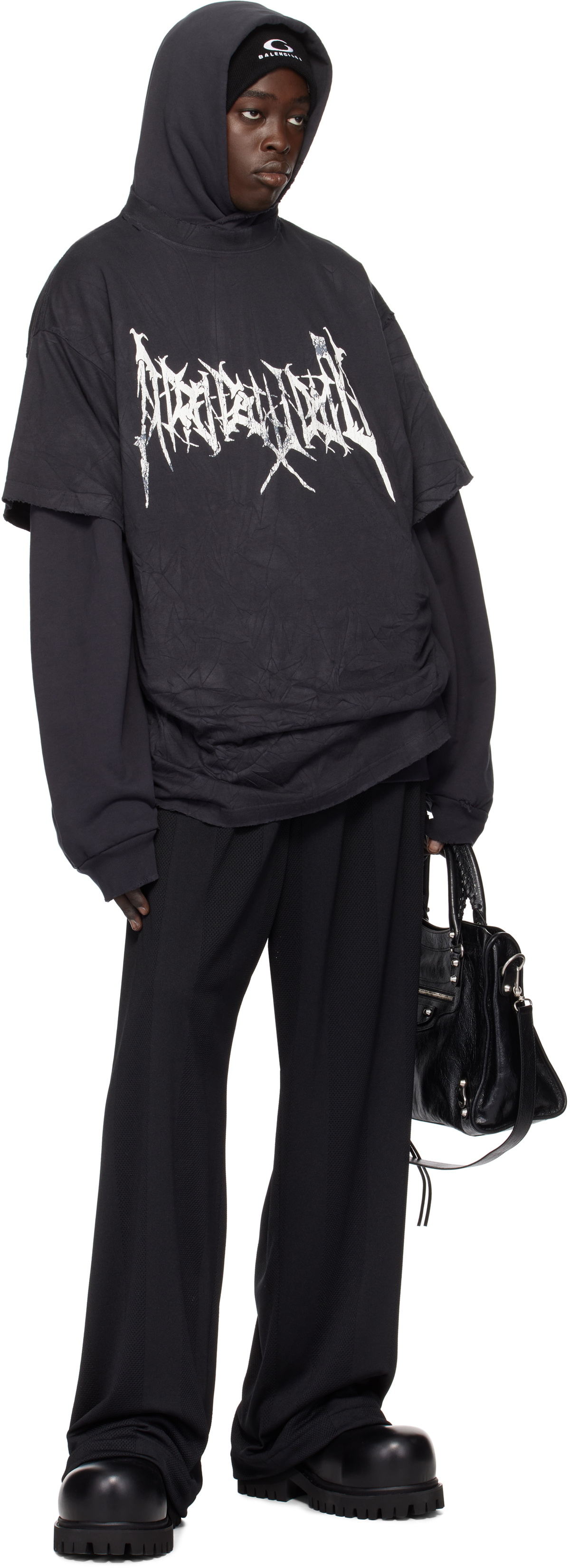 Balenciaga Black Metal Logo Oversized T-shirt