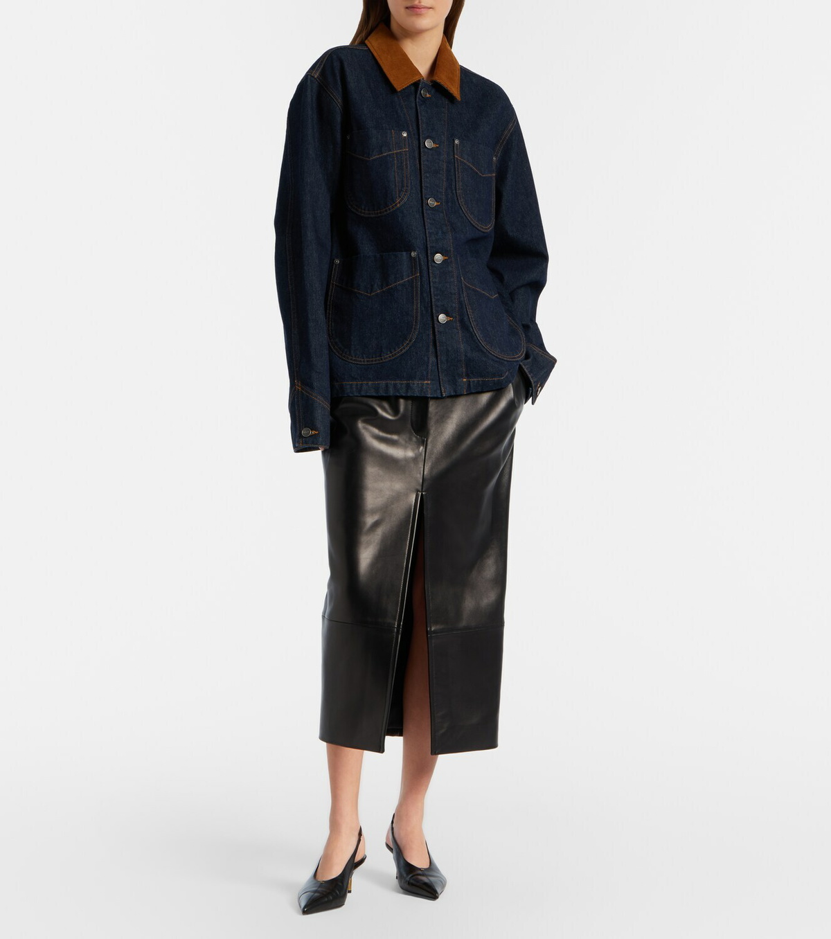 Khaite Wyatt corduroy-trimmed denim jacket