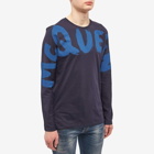 Alexander McQueen Men's Grafitti Print Long Sleeve T-Shirt in Navy/Cobalt