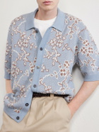 Corridor - Trellis Knitted Organic Cotton Shirt - Blue