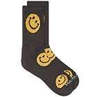 MARKET Men's Smiley Vintage AOP Sock in Black