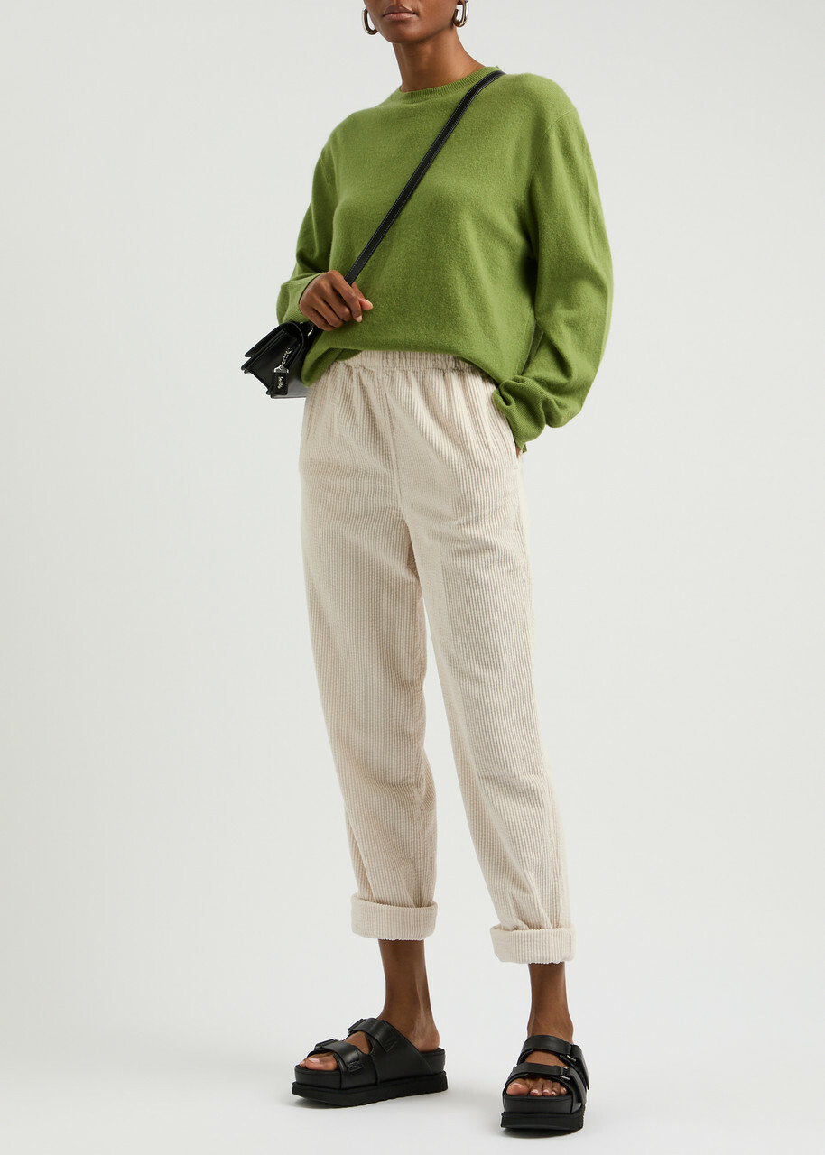 American Vintage Padow Cropped Corduroy Trousers Ecru