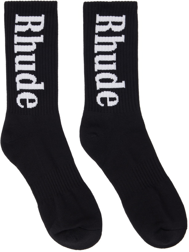 Photo: Rhude SSENSE Exclusive Black RH Vertical Socks