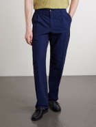 Portuguese Flannel - Atlantico Straight-Leg Organic Cotton-Seersucker Trousers - Blue