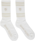 Alexander McQueen White & Beige Stripe Skull Socks
