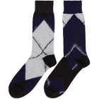 Sacai Navy and Black Argyle Socks