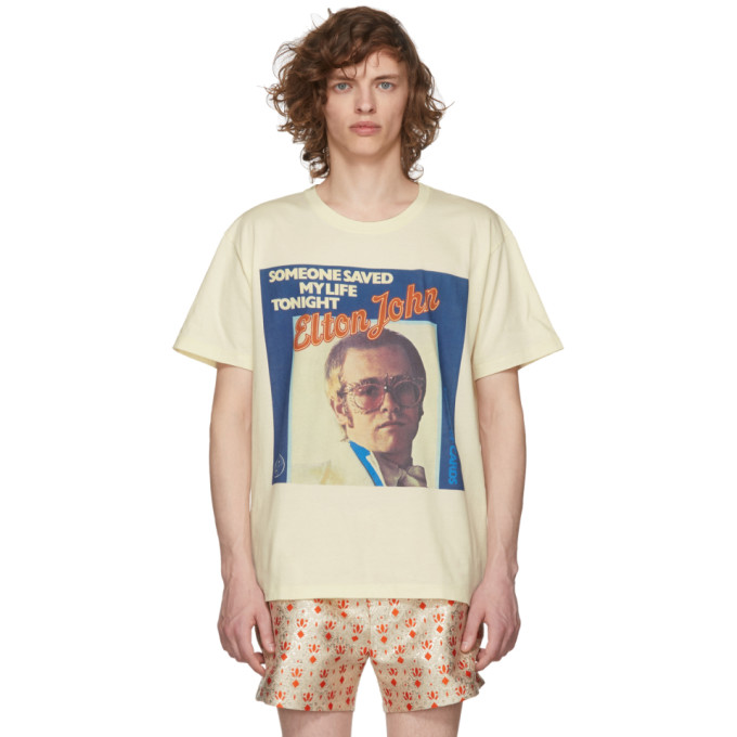 Gucci White Elton John Print T-Shirt Gucci