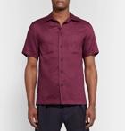 Monitaly - Camp-Collar Linen Shirt - Men - Burgundy