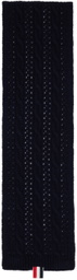 Thom Browne Navy 4-Bar Scarf