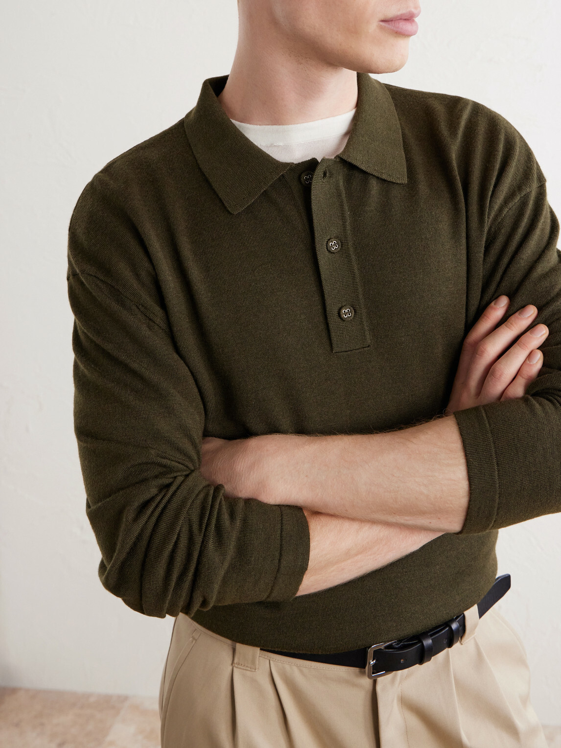 Officine Générale - Bay Merino Wool Polo Shirt - Green