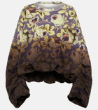 Dries Van Noten Hannett draped floral cotton sweatshirt