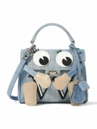 READYMADE - Dr. Woo Monster Cross-Grain Leather-Trimmed Denim Messenger Bag