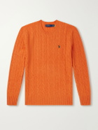 Polo Ralph Lauren - Logo-Embroidered Cable-Knit Wool and Cashmere-Blend Sweater - Orange
