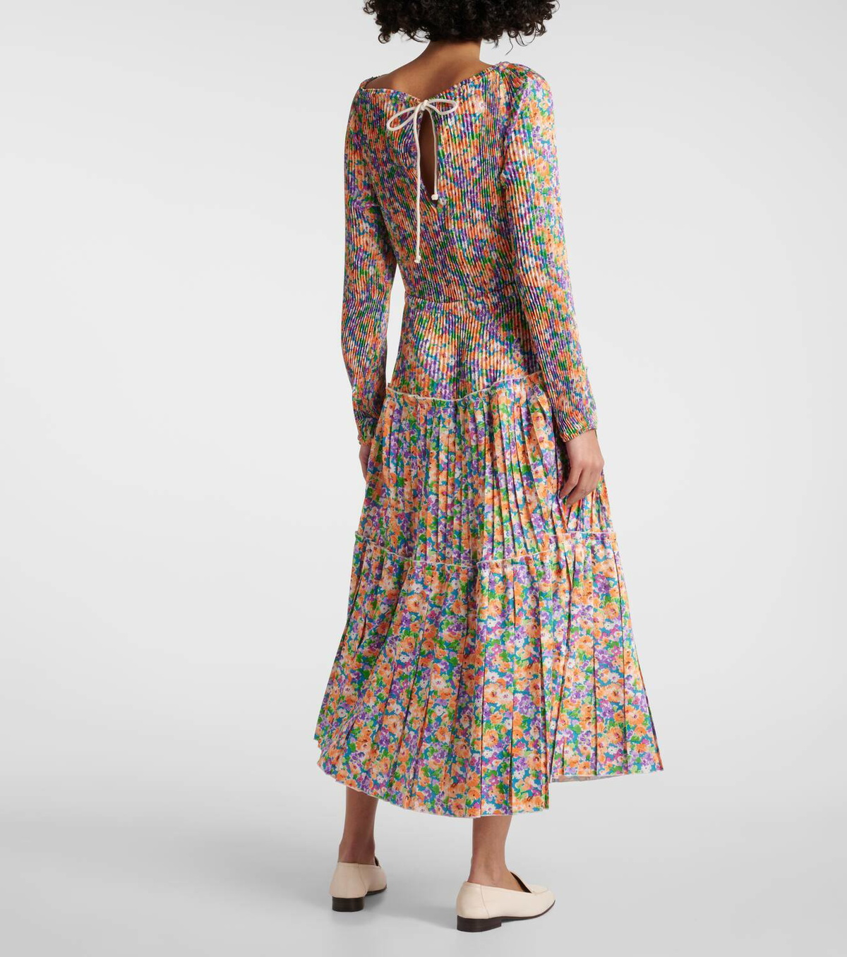 Plan C Floral pleated midi dress