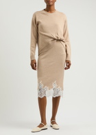 3.1 Phillip Lim Lace-trimmed Wool-blend Midi Dress Beige