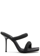 Alexander Wang Julie 105 Crystal-embellished Tubular Denim Sandals Dark Grey
