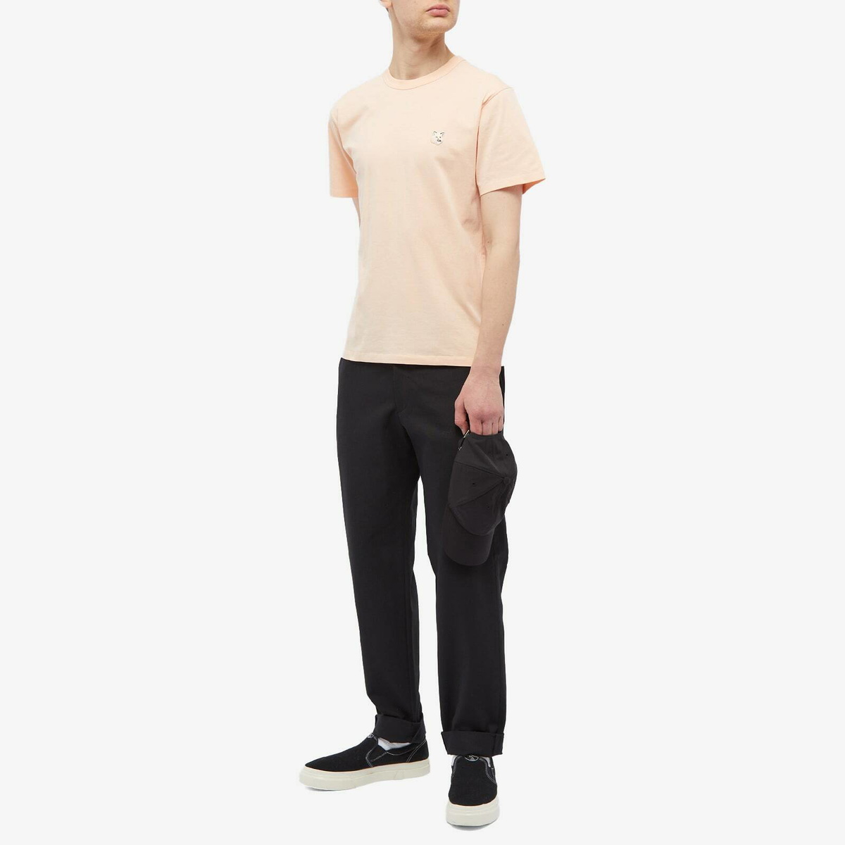 Maison Kitsuné Men's Tonal Fox Head Patch Regular T-Shirt in Peach