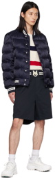 Moncler Navy Embroidered Shorts