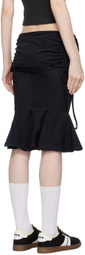 Emily Watson Black Fluted Pencil Midi Skirt