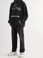 BALENCIAGA - Apple Music Distressed Printed Fleece-back Cotton-Jersey Hoodie - Black