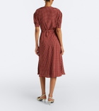 Prada Polka-dot ruffled silk midi dress