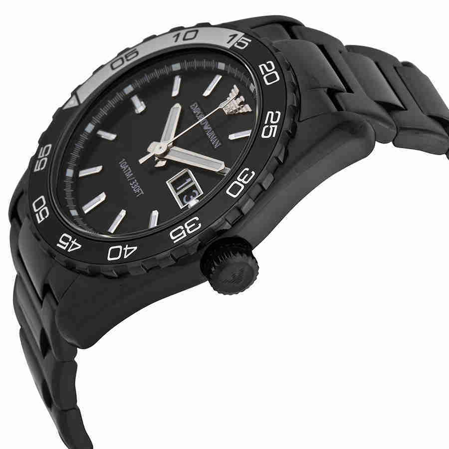 Emporio Armani Sportivo Quartz Black Dial Orange Rubber Strap Watch For Men - AR6046