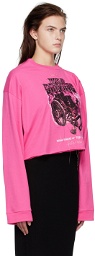 Doublet Pink Off-Shoulder Long Sleeve T-Shirt