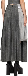 Rokh Gray Pleated Midi Skirt
