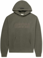 FEAR OF GOD ESSENTIALS - Logo-Flocked Cotton-Blend Jersey Hoodie - Black