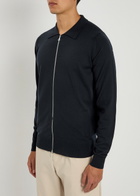 John Smedley Alston Wool Overshirt Jacket Navy