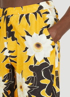 Floral Motif Board Shorts in Yellow