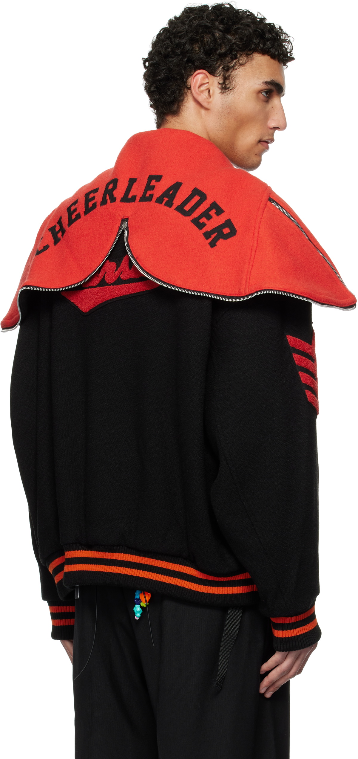 ジャケット・アウター PETAL MOUTH HOOD VARSITY JACKET doublet Black & Red Petal Mouth Hood Varsity Bomber Jacket