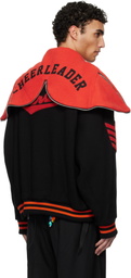 doublet Black & Red Petal Mouth Hood Varsity Bomber Jacket