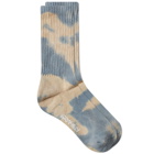 Gramicci Men's Tie Dye Crew Socks in Ecru/Sky